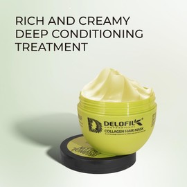 Delofil Hair Mask Treatment Double Argan Oil Protein, 8.45 Fl Oz - Deep Conditioner for Dry and Damaged Hair, All Hair Types with Collagen, Keratin, Honey Extract, Sodium PCA, Cruelty Free