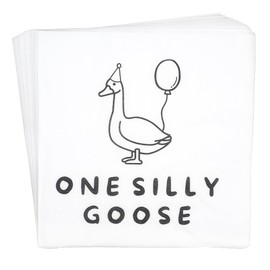 One Silly Goose Napkins for One Silly Goose Birthday Decorations, Goose 1st Birthday Party Decorations (5x5 inch, 50-Pack)