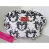 Betsey Johnson Large Cosmetic Bag Makeup Ruffle White Floral Bouquet