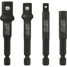 NEIKO 00244A Impact Socket Adapter and Magnetic Bit Holder Set | 4-Piece Set | 1/4-Inch Hex Shank with 1/4, 3/8, 1/2-Inch Drives | CR-V