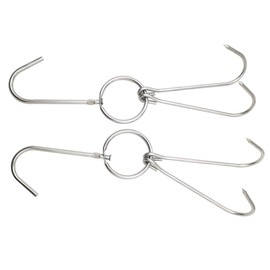 Alele Double Hooks,2pack Meat Hooks Poultry Roasting Hooks Butcher Hook Processing Meat Hook Stainless Steel Rotary Device Slaughtering Barbecue