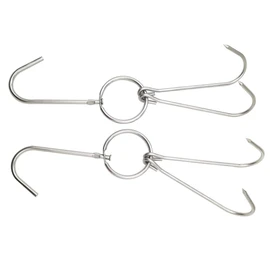 Alele Double Hooks,2pack Meat Hooks Poultry Roasting Hooks Butcher Hook Processing Meat Hook Stainless Steel Rotary Device Slaughtering Barbecue