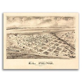 Magnet 1891 El Reno Oklahoma Vintage Old Panoramic City Map Magnet Vinyl Magnetic Sheet for Lockers, Cars, Signs, Refrigerator 5"
