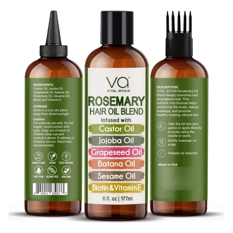 Mezcla Aceites De Romero Puro Vitamina E Y Biotina 177ml