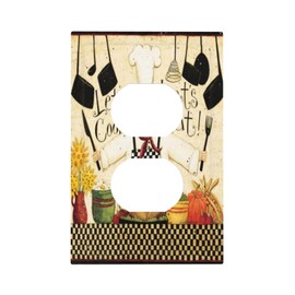 Funny Fat Chef Kitchen 1 Gang Duplex Light Switch Cover Outlet Covers Wall Plate Decorative Electrical Receptacle Switchplate Faceplate for Bathroom Kitchen Home Decor