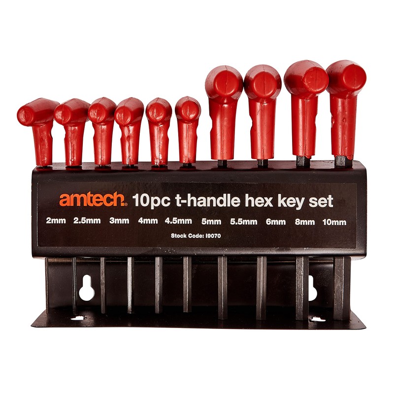 Amtech I9070 T-Handle Hex Key Set, Sizes 2, 2.5, 3,