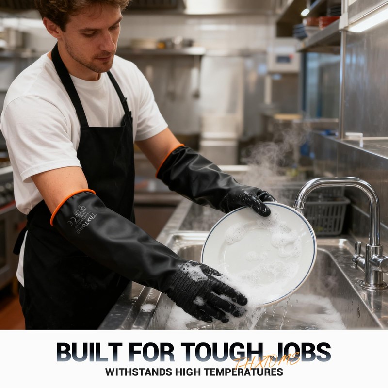 ThxToms Heavy Duty Rubber Gloves, Industrial Chemical Resistant Gloves Waterproof