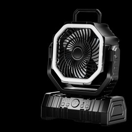 20000mAh Solar-powered Portable Rechargeable Outdoor Camping Fan with Lightscolor: Black, Plug Type: type-c