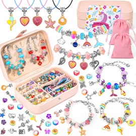 150Pcs Charm Bracelet Making Kit with Jewelry Box Girls Beads for Jewelry Making Kit with DIY Crafts Gift for Girls Bracelet Teen Women Birthday Valentine Gifts Christmas