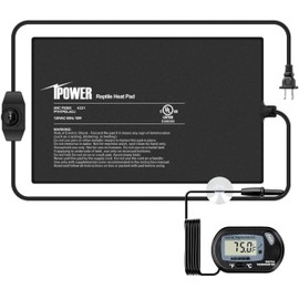 iPower 8x12 Inch Reptile Heating Pad with LCD Digital Aquarium Thermometer, Reptile Heat Mat with Adjustable Temperature Control for Reptiles