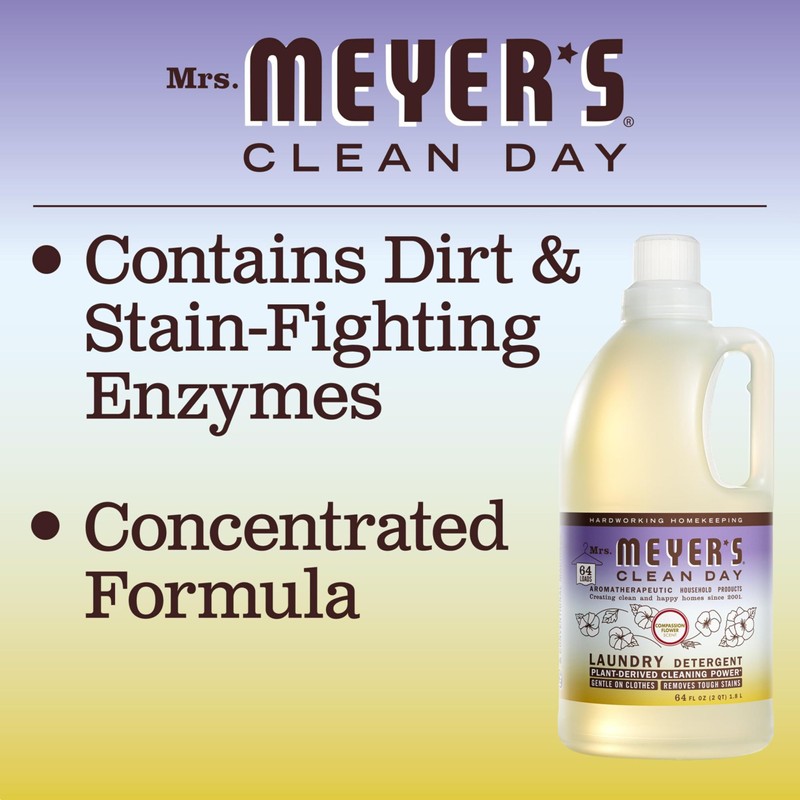 MRS. MEYER'S CLEAN DAY Liquid Laundry Detergent, Infused with Essential