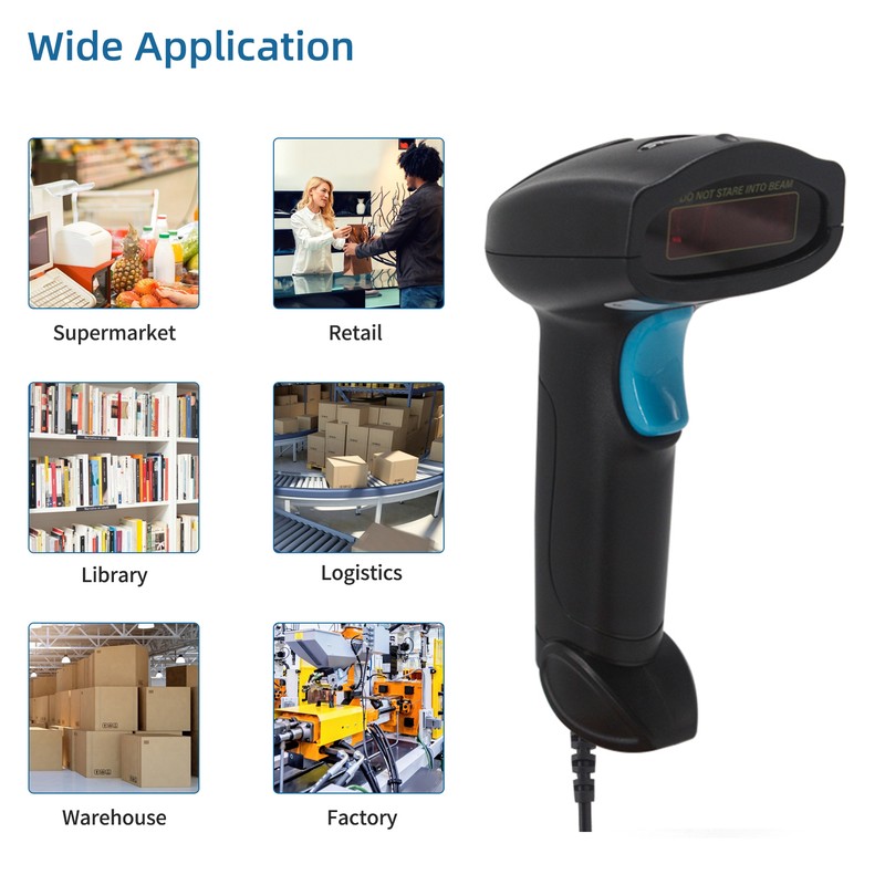 1D Barcode Scanner Handheld Wireless Bar Code Reader Manual Trigger/Auto