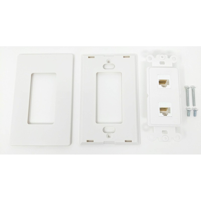 RiteAV - 2 Port Cat5e Ethernet Wall Plate Screwless Decorative