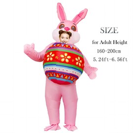 Rafalacy Inflatable Easter Bunny Costume for Adult Inflatable Easter Egg Costume Funny Rabit Costume Suit Easter Fancy Dress