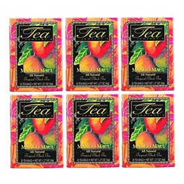 Hawaiian Islands Mango Maui Tropical Black Tea, All Natural - (Six 1.27 Oz. Boxes with 20 Tea Bags Per Box)