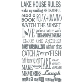 46"x24" Lake House Rules Wake Up Smiling Be Grateful Read A Book Relaz Unwind Watch The Sunset Count Your Blessings Go for A Nature Walk Wish On Stars Eat Too Much Wall Decal Sticker Color Choices