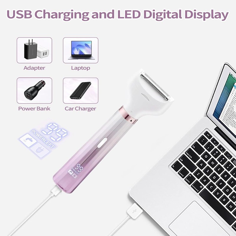 Elektrischer Rasierer für Damen, 4-In-1 Damenrasierer epilierer, Intimrasierer für Frauen,