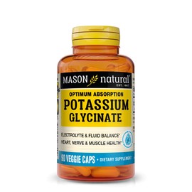 MASON NATURAL Optimum Absorption Potassium Glycinate, Electrolyte Support Supplement, 99 mg Potassium, 90 Veggie Capsules