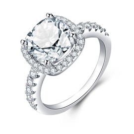 DIYA 1CT Dazzling Moissanite Engagement Wedding Bands for Women 4 Prong Square Setting Rings D Color VVS1 Clarity Diamond 925 Sterling Silver Anniversary Valentine's Gift for Wife Girlfriend, Sterling