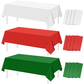 12 Pack Italian Tablecloth Bulk, Red White Green Disposable Tablecloths, Rectangle Italy Theme Table Covers for Christmas Family Gathering Dining Banquet and Italian Party Decoration,54 x 108 Inch