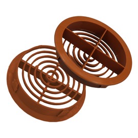 10 x Golden Oak, Tan Plastic 70mm Round Soffit Air Vents, Push in Roof Disc