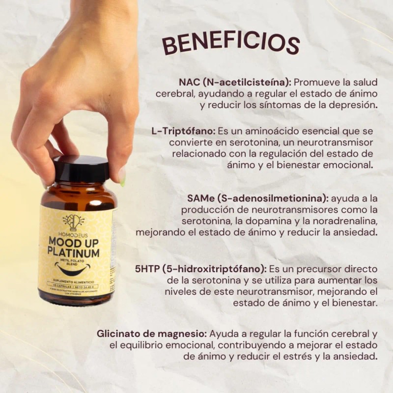Nootrópico Platinum Para Humor Con Metil Folato Homodeus Sabor Sin