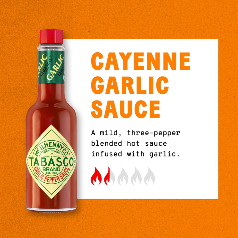 TABASCO® Brand Cayenne Garlic Pepper Sauce, 5 oz (Pack of