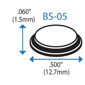 Cylindrical Flat Top Self-Adhesive Protective Non-Skid Rubber Feet .500" inches (12.7 mm) x .060" inches (1.5 mm) - 50 Pack - BS05 Black