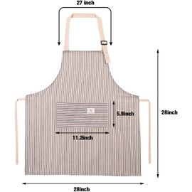 Veraing Pack of 3 Aprons, Cotton Linen Cooking Apron, Waterproof Adjustable Kitchen Apron with Pockets, Women and Men, for Cooking or Baking, Beige, black