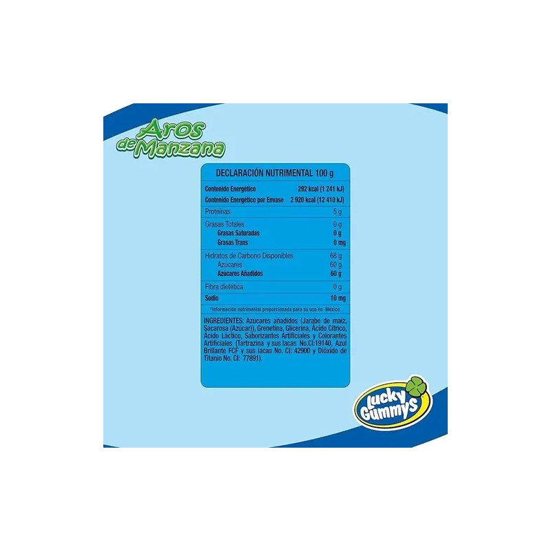 Gomitas Lucky Gummys Aros De Manzana 1 Kg Dulces