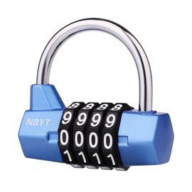 NBYT 4 Digit Combination Lock, Blue, Portable, 2 inch Wide Lock Body, 5/16 inch Shackle, Provides Protection and Security