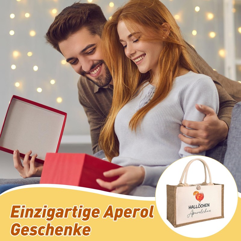 Aperol Geschenk Tasche, Jutetasche für Frauen, Ehefrau, Freundin, Aperol Tasche