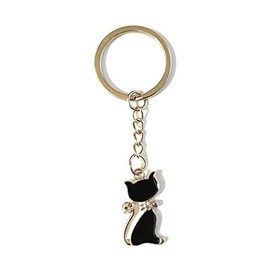 ARZER Key Ring Cat with Sparkling Stones – Black for Women, Cat Lovers, black