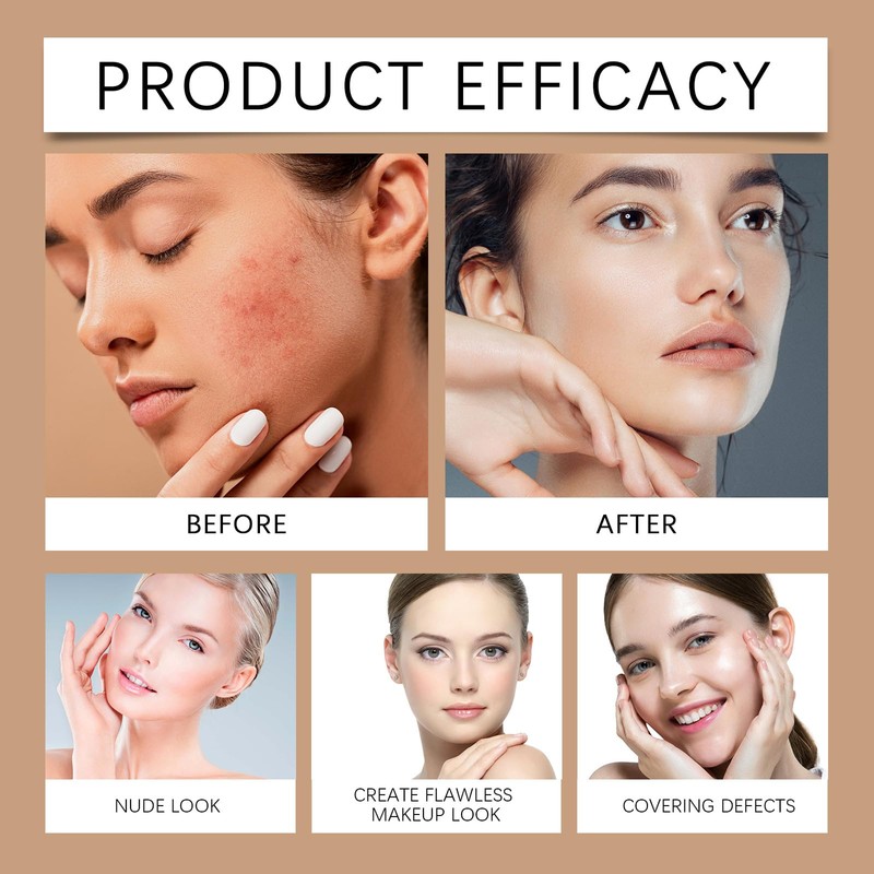 Face Makeup Stick, Multifunctional Foundation Stick with Built-in Foundation Brush,