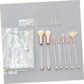 Healeved 7pcs Cosmetics Brush Make up Makeup Cosmetic Kit Lady Tools Transparent Handle Brush Concealer Brush Eyeshadow Brush Matte Blush Suit Powder Brush Travel Crystal Paint