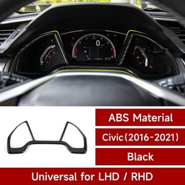 BRMYL Dashboard Instrument Panel Decals for Honda Civic 2016 2017 2018 2019 2020 2021 10th Gen Accessories ABS Carbon Fiber Interior Stickers