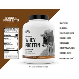 Levels Grass Fed 100% Whey Protein, No GMOs, Chocolate Peanut Butter, 5LB