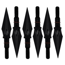 Broadheads Hardening Traditional Hunting Arrow Head 100/125/150 Grain Archery Screw-in Broad Heads,Pack of 6 (Black-1, 100grain-A)