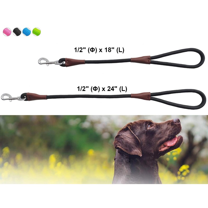 BTINESFUL Short Dog Leash- 18, 24 Inch Strong Nylon Training