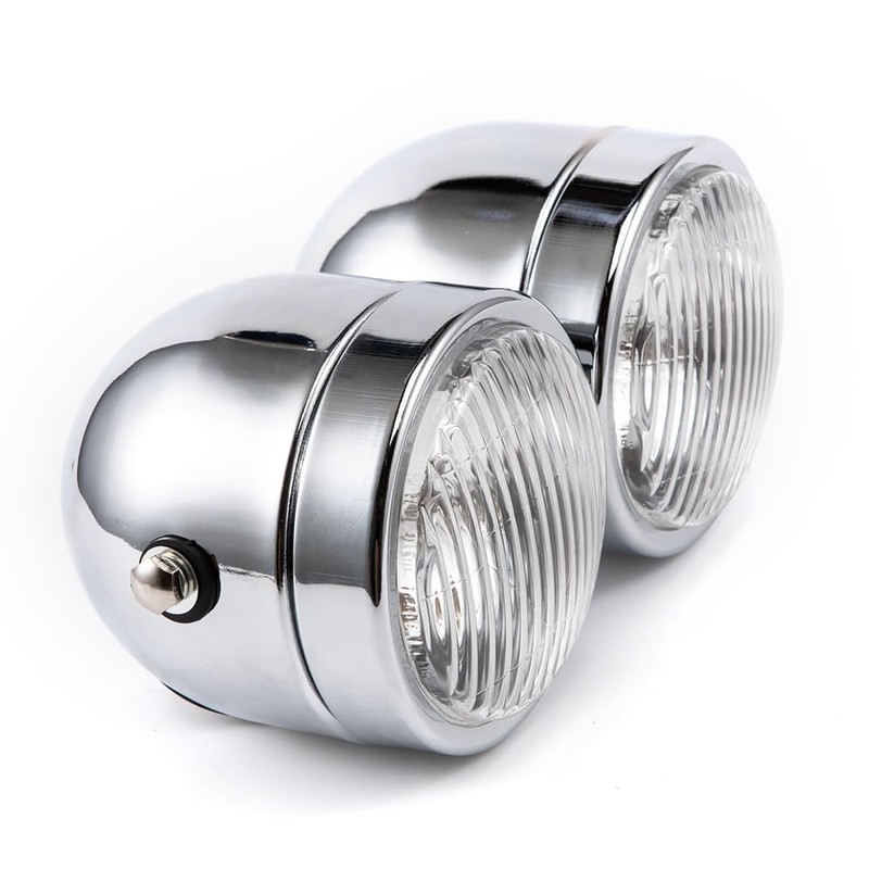 BENEALL Motorcycle Headlight Assembly Halogens Double Front Head light with