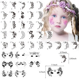 Children's Face Painting Stencil, 38 Pieces Face Painting Stencils Kit, Reusable Face Tattoo & Body Make-Up Painting Templates for Children and Adults
