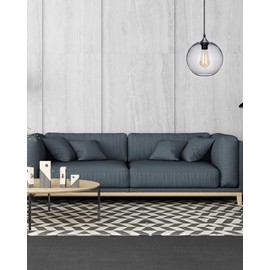 ARIAMOTION Pendant Lighting Kitchen Island Modern Rustic Glass Hanging Lights Globe Clear Seeded Bubble Light Fixtures Bedroom Bathroom Office Brushed Nickel 8.7 Inch Diam 2 Pack