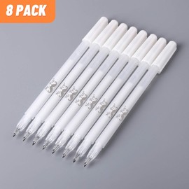 Mr. Pen- White Gel Pens for Artists, 8 Pack, 0.8 mm Fine Point, White Ink Pens for Black Paper, Coloring and Drawing, Bullet Journaling