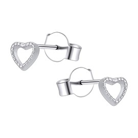 AoedeJ Minimalist Heart Stud Earrings Sterling Silver Earrings Small Heart Earrings for Women Girls (Style 5)