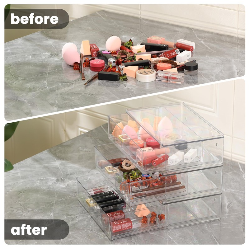 LALOBLUE Drawer Glasses Case – Acrylic Stackable Sunglass Organizer, Pull-Out