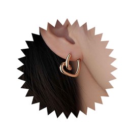 Inateannal Vintage Heart Hoop Earrings Gold Heart Drop Earrings Hollow Love Heart Earrings Minimalist Heart Stud Earrings Jewellery for Women and Girls, Zinc, No Gemstone