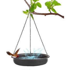 Slzhds Baño para Aves Colgante, Baño Colgante para Pájaros, 8.86 Pulgadas Bebedero para Aves Colgante, Baño de Pájaros Alimentador de Pájaros Colgantes, para Jardín o Patio o Exterior (Negro)