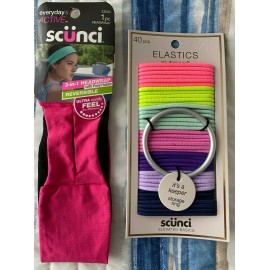 Scunci Hair 3-in-1 Headwrap and 40 pieces Elastics Lot of 2 NEW