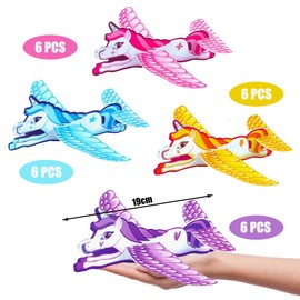 HONGECB Pack of 24 Unicorn Gliders, Polystyrene Flyers, Glider Planes for Children, Glider Planes Set for Girls, Party Bags, Children's Birthday Party Favours for Girls, Individually Packed, 4 Colours