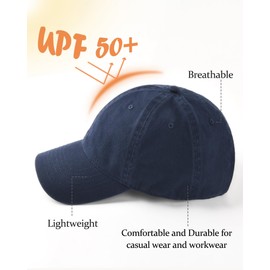 FURTALK Womens Men's Baseball Cap 100% Washed Cotton Soft Cap Adjustable Unisex Unstructured Baseball Hats, Navy Blue, M